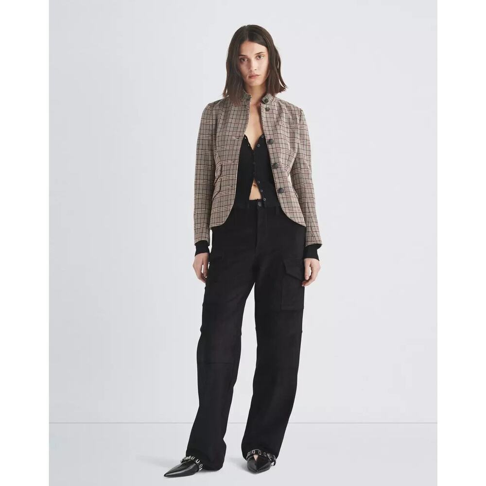 NWT Rag & Bone Slade Plaid Italian Cotton Blazer Size 0 Grey Plaid #4E452 - Picture 1 of 11